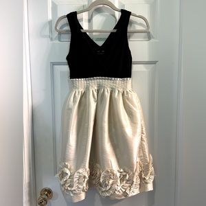 Max & Cleo Champagne Color Block Rosette Cocktail Dress